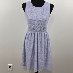 Periwinkle High Neck Lace Cutout Knee Length Dress